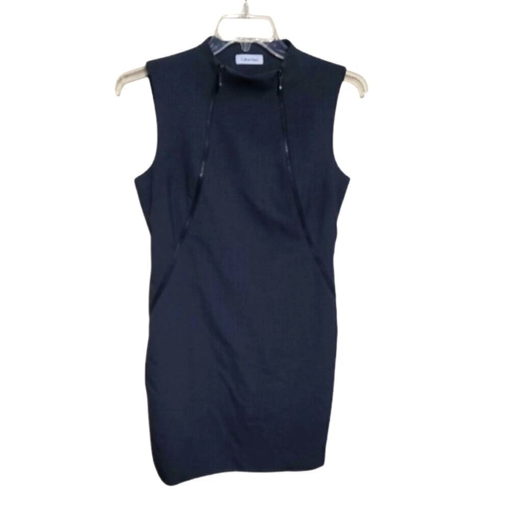 Calvin Klein Charcoal Grey Sleeveless Sheath Dress with  Front Zipper Sz 10